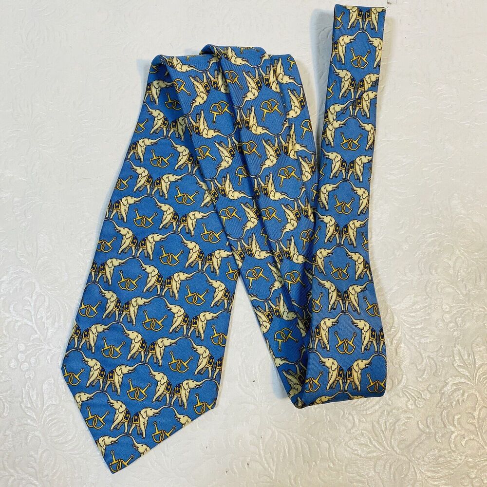 Brooks Brothers Blue Silk Tie Elephants